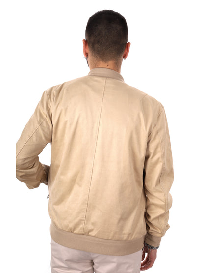 Giubbino bomber scamosciato Gianni Lupo da uomo beige