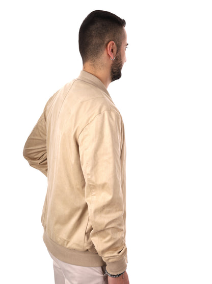 Giubbino bomber scamosciato Gianni Lupo da uomo beige