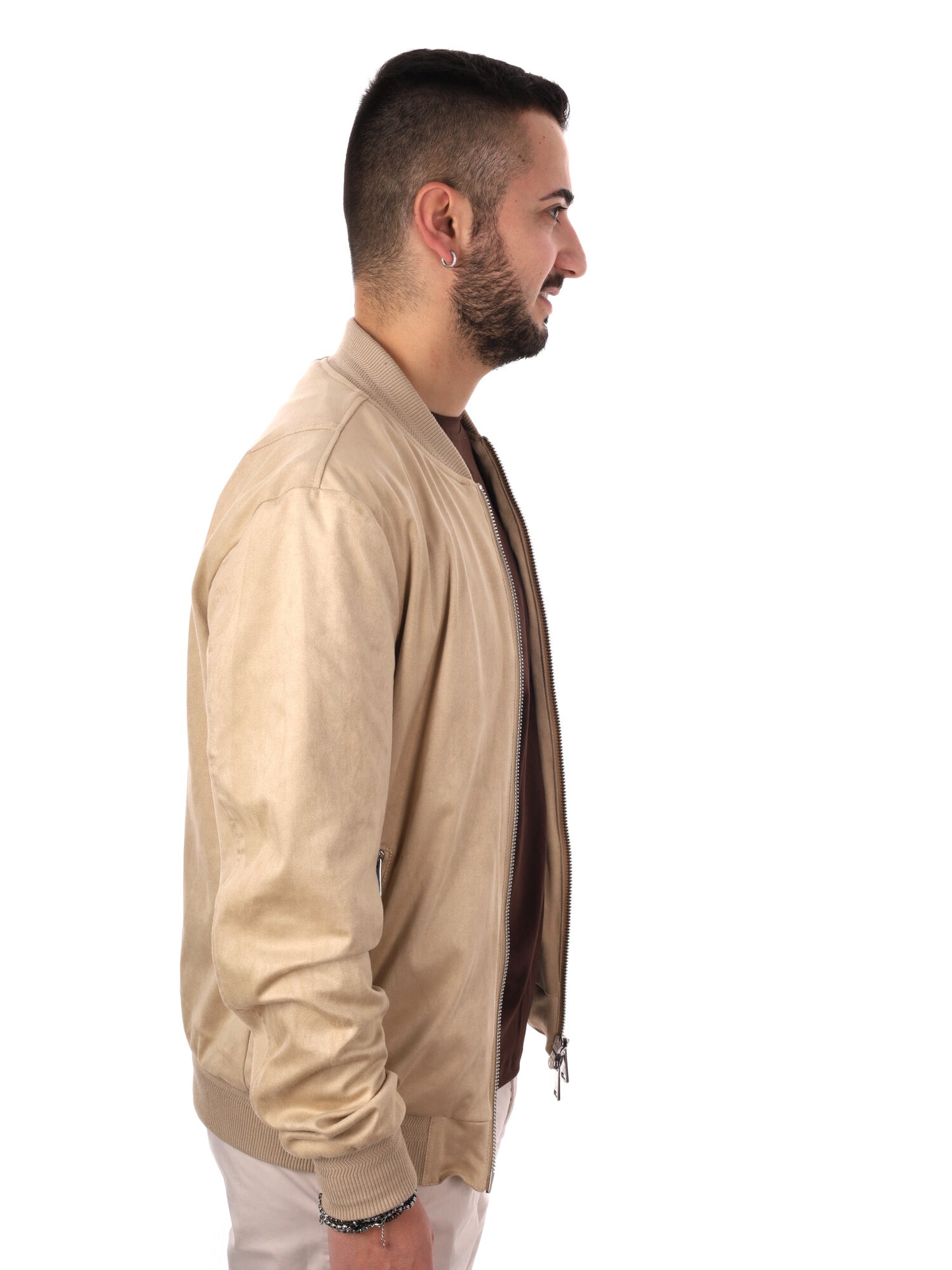 Giubbino bomber scamosciato Gianni Lupo da uomo beige