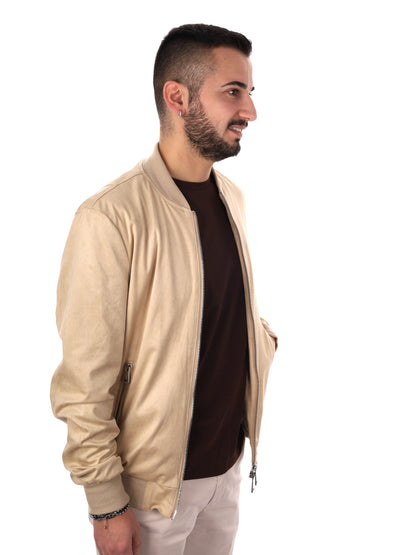 Giubbino bomber scamosciato Gianni Lupo da uomo beige