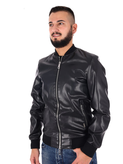 Giubbino bomber da uomo in eco-pelle nero Gianni Lupo