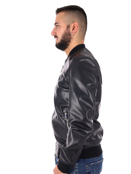 Giubbino bomber da uomo in eco-pelle nero Gianni Lupo