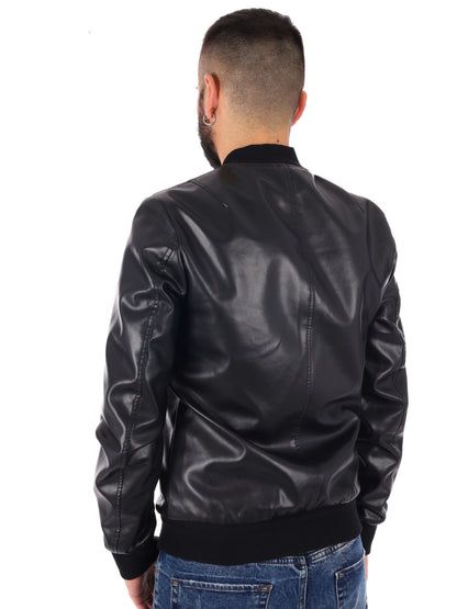 Giubbino bomber da uomo in eco-pelle nero Gianni Lupo