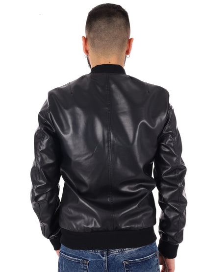 Giubbino bomber da uomo in eco-pelle nero Gianni Lupo