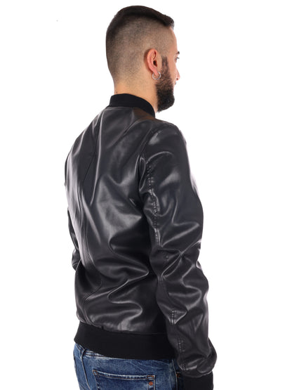 Giubbino bomber da uomo in eco-pelle nero Gianni Lupo