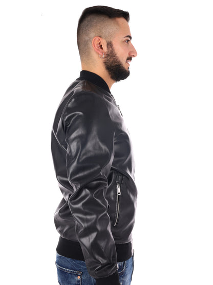 Giubbino bomber da uomo in eco-pelle nero Gianni Lupo