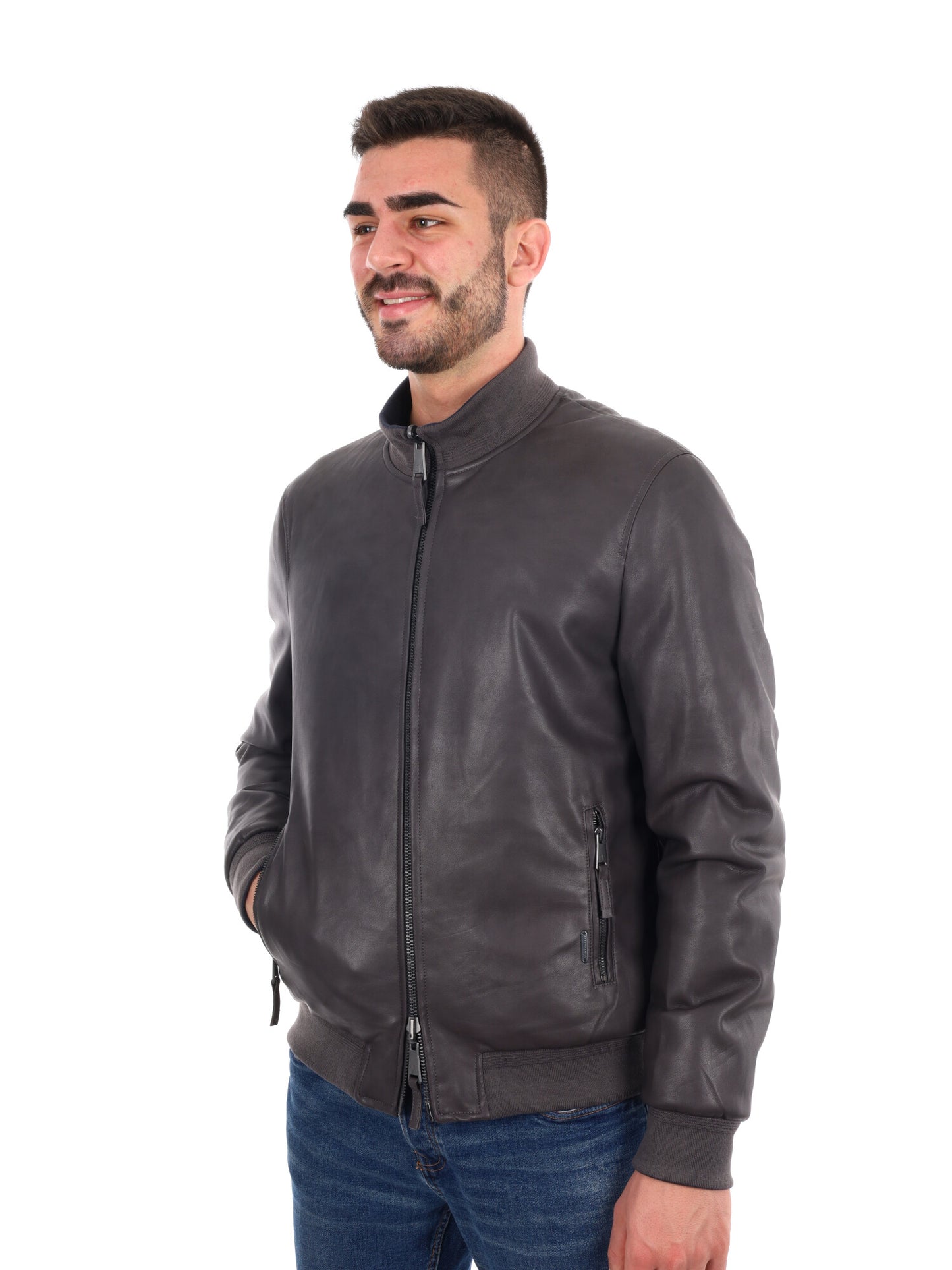 GIUBBINO BIKER IN ECOPELLE GIANNI LUPO DA UOMO ANTRACITE