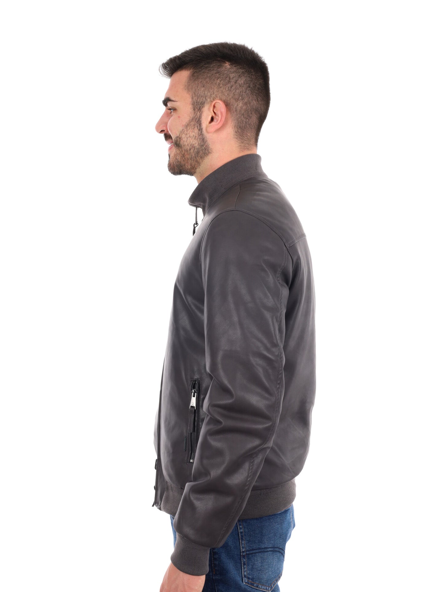 GIUBBINO BIKER IN ECOPELLE GIANNI LUPO DA UOMO ANTRACITE