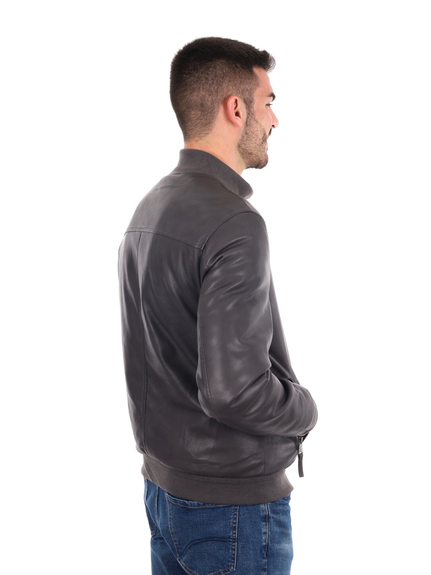 GIUBBINO BIKER IN ECOPELLE GIANNI LUPO DA UOMO ANTRACITE