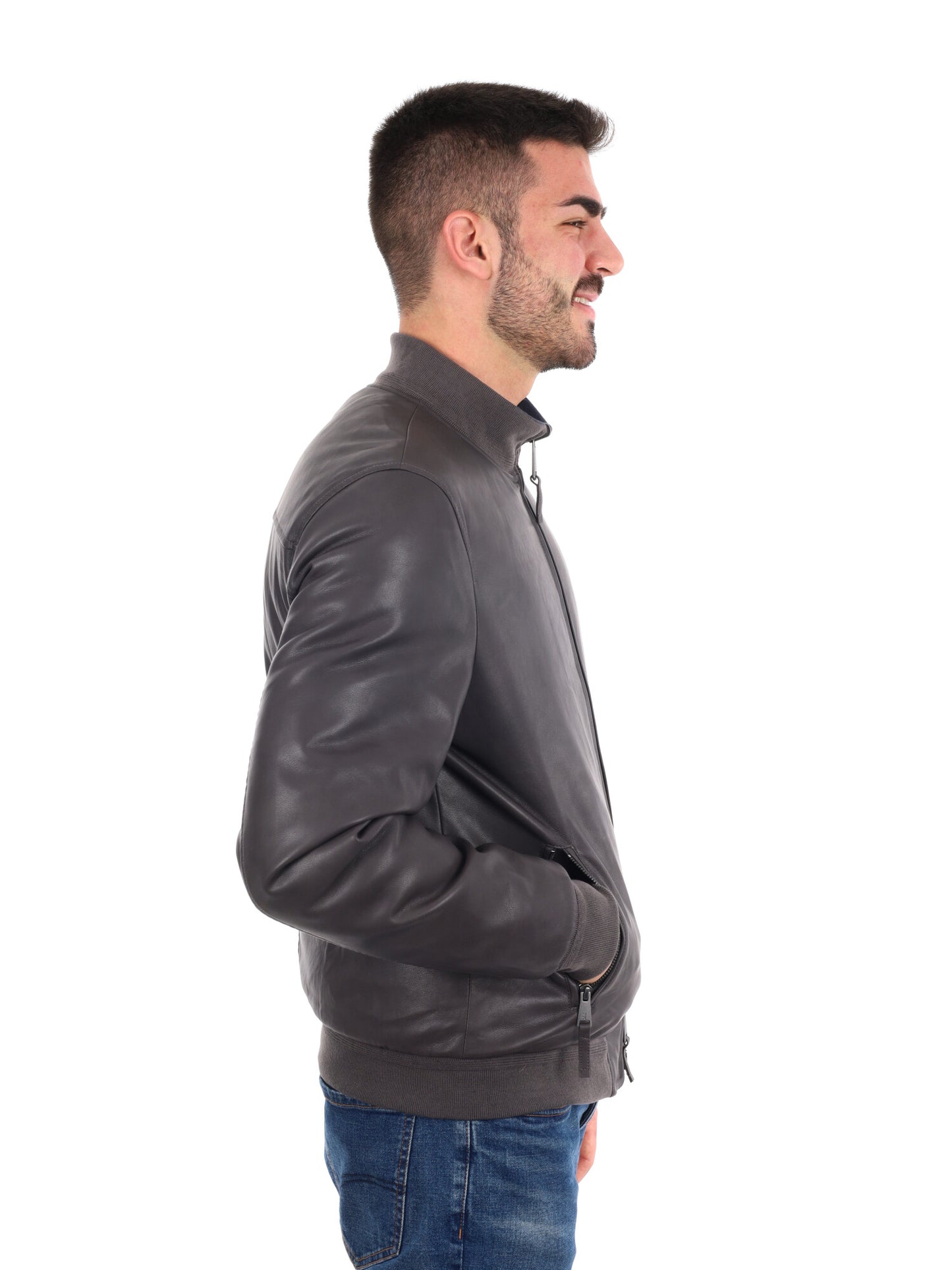 GIUBBINO BIKER IN ECOPELLE GIANNI LUPO DA UOMO ANTRACITE