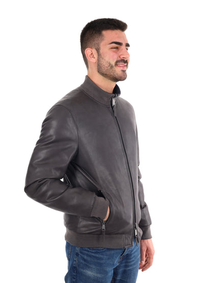 GIUBBINO BIKER IN ECOPELLE GIANNI LUPO DA UOMO ANTRACITE