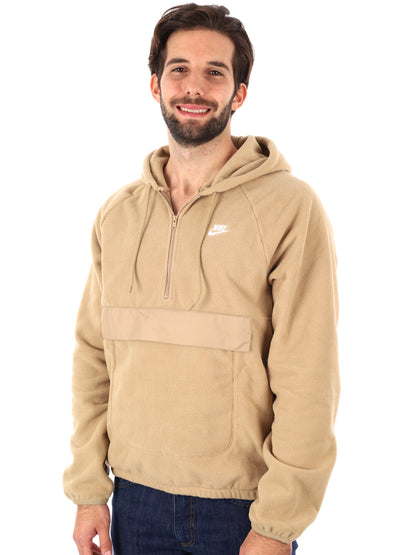 FELPA IN PILE 1/2 CON CAPPUCCIO NIKE DA UOMO BEIGE