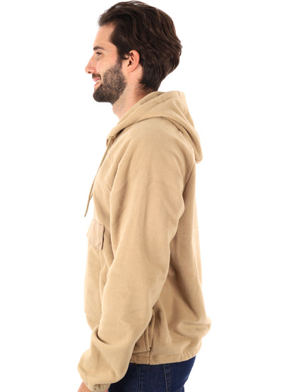 FELPA IN PILE 1/2 CON CAPPUCCIO NIKE DA UOMO BEIGE