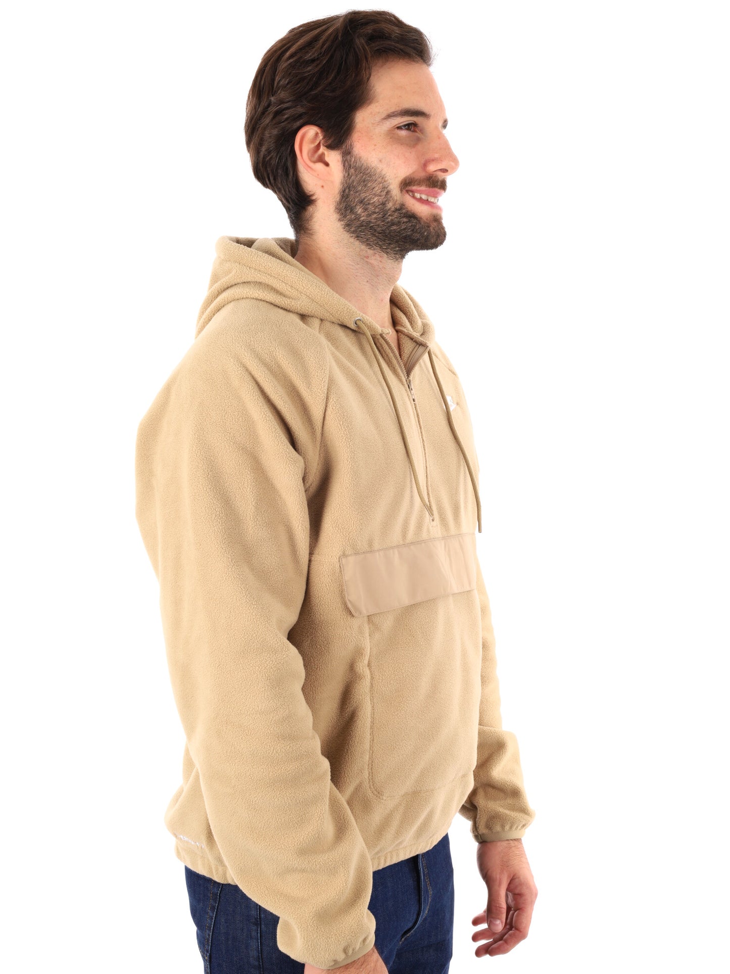 FELPA IN PILE 1/2 CON CAPPUCCIO NIKE DA UOMO BEIGE