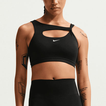 Nike One, canotta sportiva imbottita da donna in nero