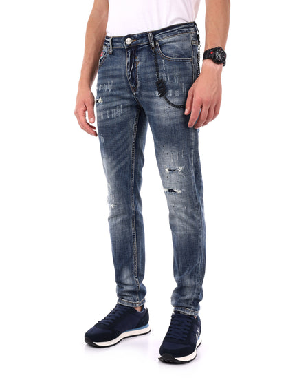 JEANS SLIM CON LOGO SUIL RETRO ICON DA UOMO BLU DENIM