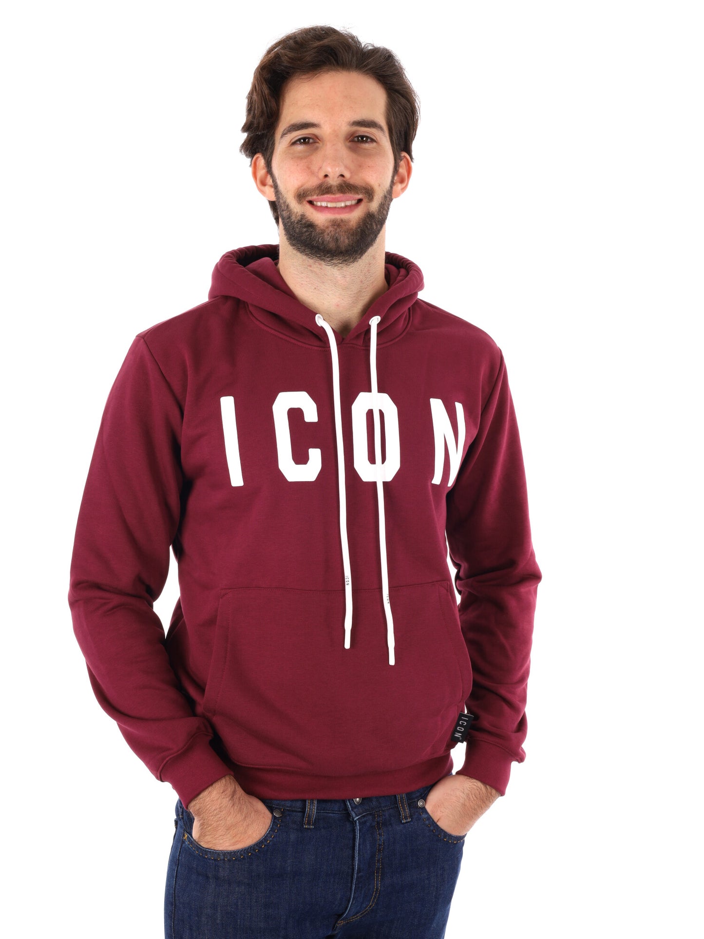 FELPA CON CAPPUCCIO ICON DA UOMO BORDEAUX