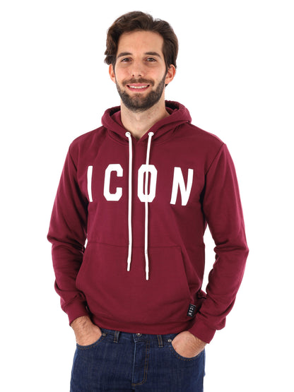 FELPA CON CAPPUCCIO ICON DA UOMO BORDEAUX
