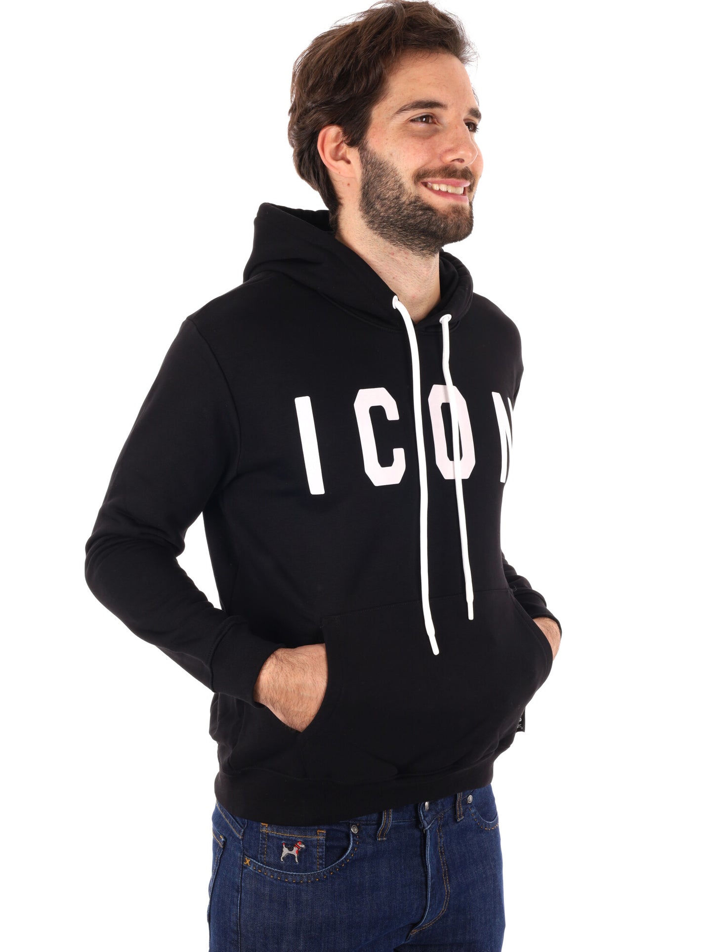 FELPA CON CAPPUCCIO ICON DA UOMO NERO