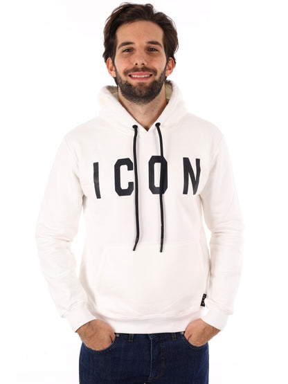 FELPA CON CAPPUCCIO ICON DA UOMO BIANCO