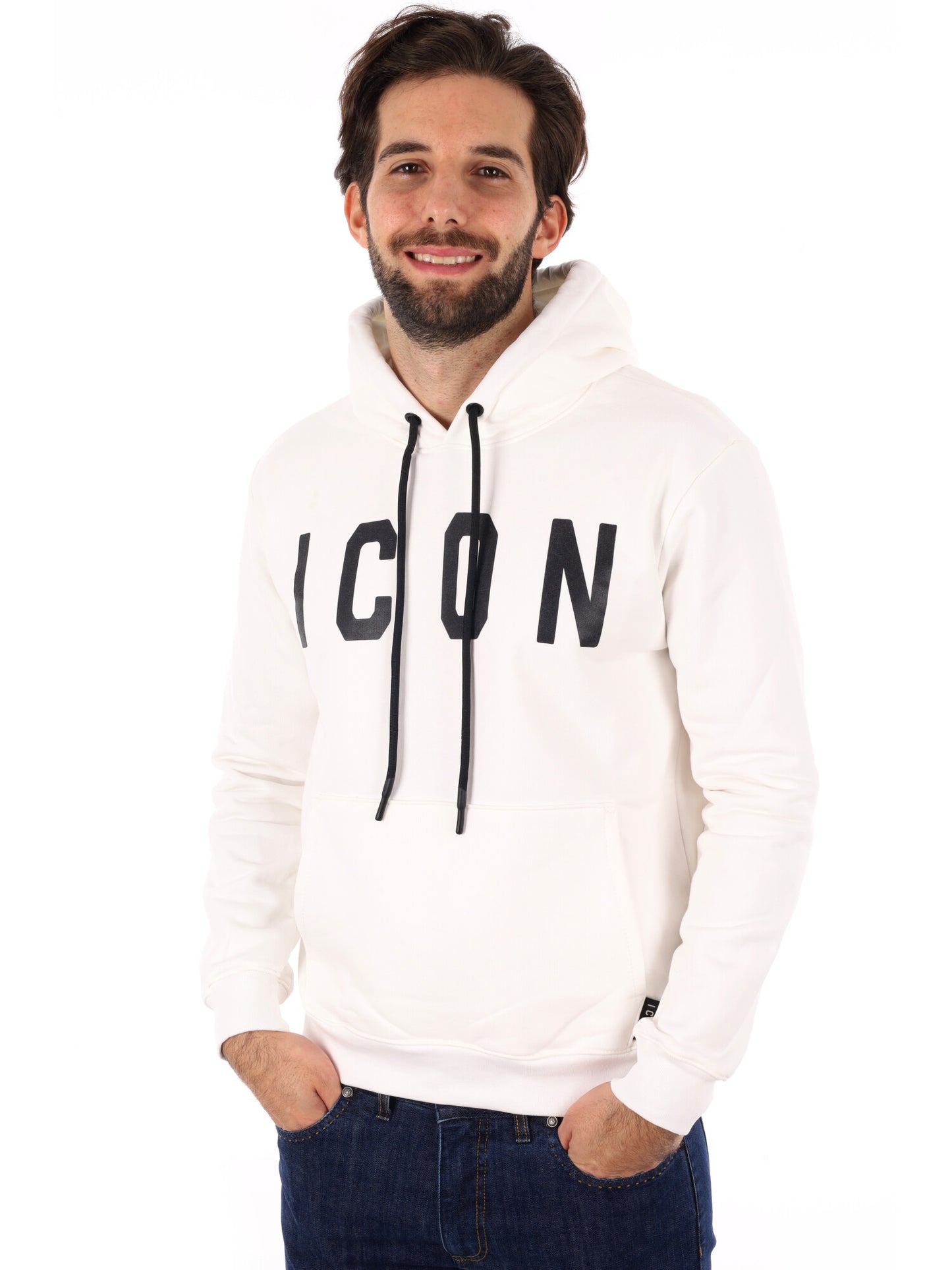 FELPA CON CAPPUCCIO ICON DA UOMO BIANCO