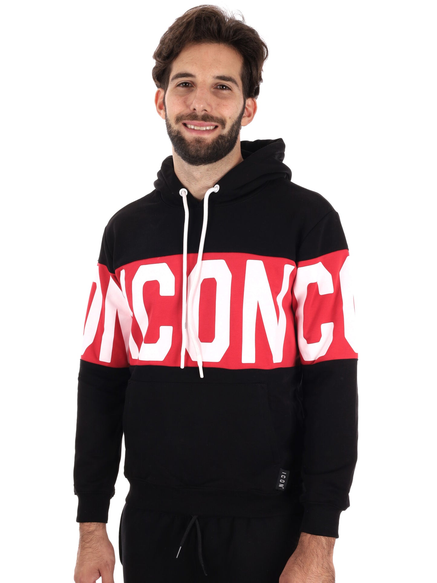 FELPA CAPPUCCIO ICON DA UOMO NERO