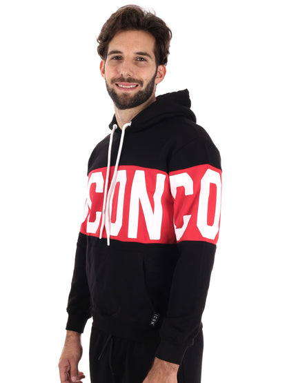 FELPA CAPPUCCIO ICON DA UOMO NERO