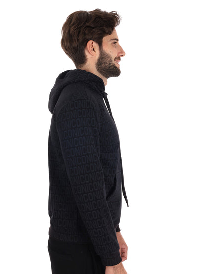 FELPA MONOGRAM ALL OVER ICON DA UOMO NERO
