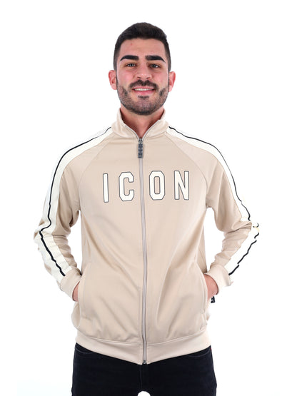 FELPA FULL ZIP ICON DA UOMO AVORIO