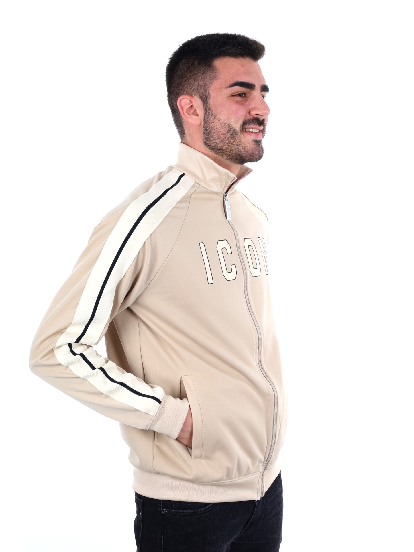 FELPA FULL ZIP ICON DA UOMO AVORIO