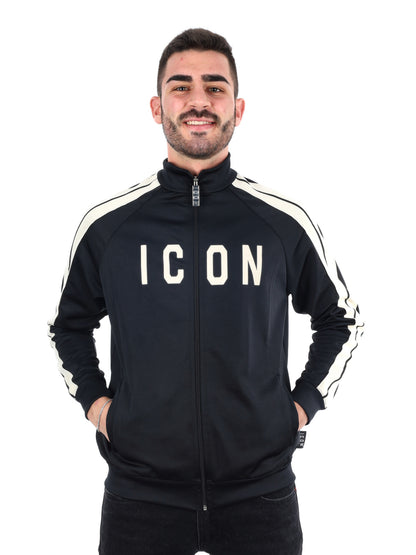 FELPA FULL ZIP ICON DA UOMO NERO