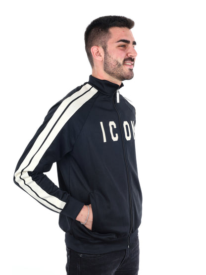 FELPA FULL ZIP ICON DA UOMO NERO