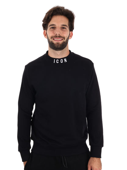 FELPA CON COLLETTO LOGATO ICON DA UOMO NERO
