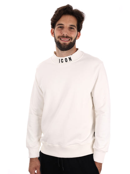 FELPA CON COLLETTO LOGATO ICON DA UOMO BIANCO