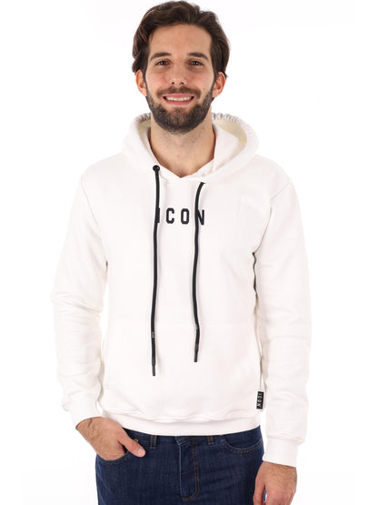 FELPA CON CAPPUCCIO ICON DA UOMO BIANCO