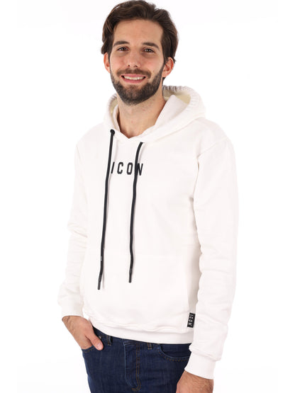 FELPA CON CAPPUCCIO ICON DA UOMO BIANCO