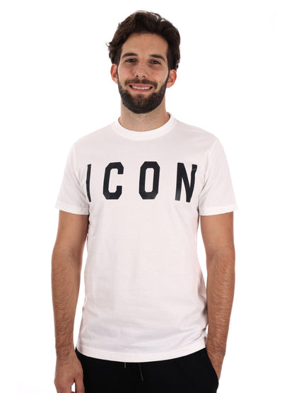 T-SHIRT CON MAXI LOGO ICON DA UOMO BIANCO