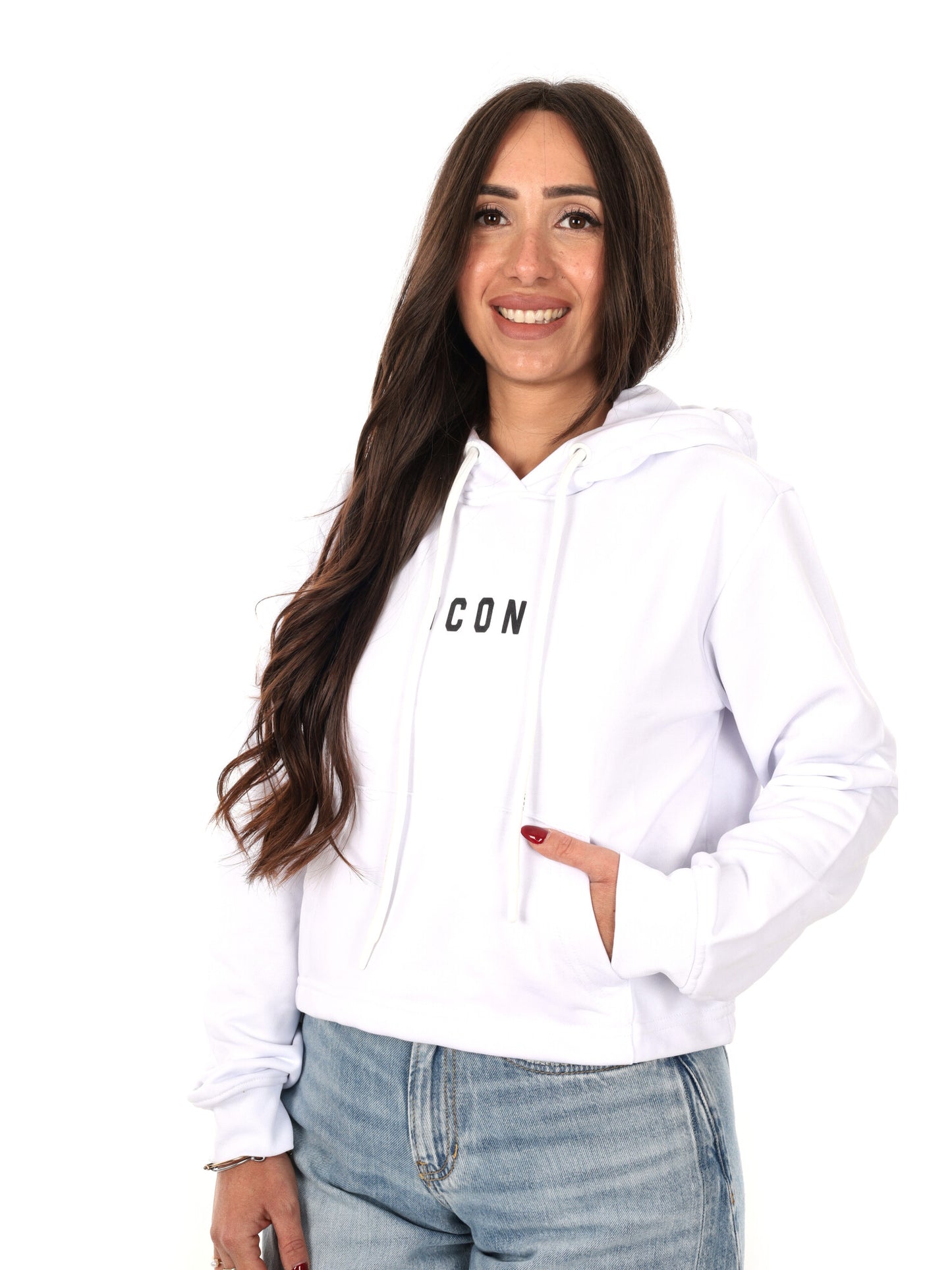 Felpa crop Icon multicolore da donna fresca e di tendenza