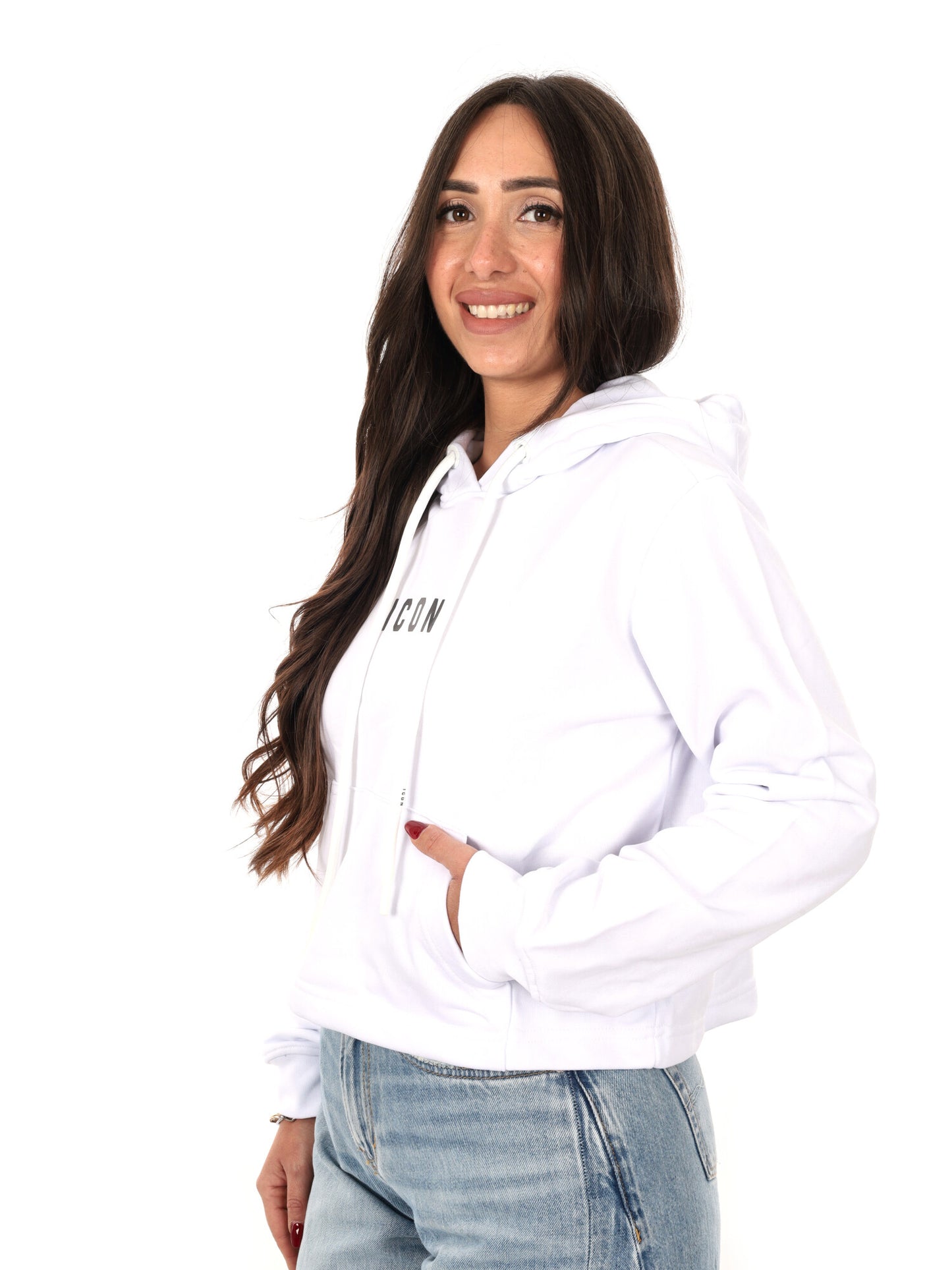 Felpa crop Icon multicolore da donna fresca e di tendenza