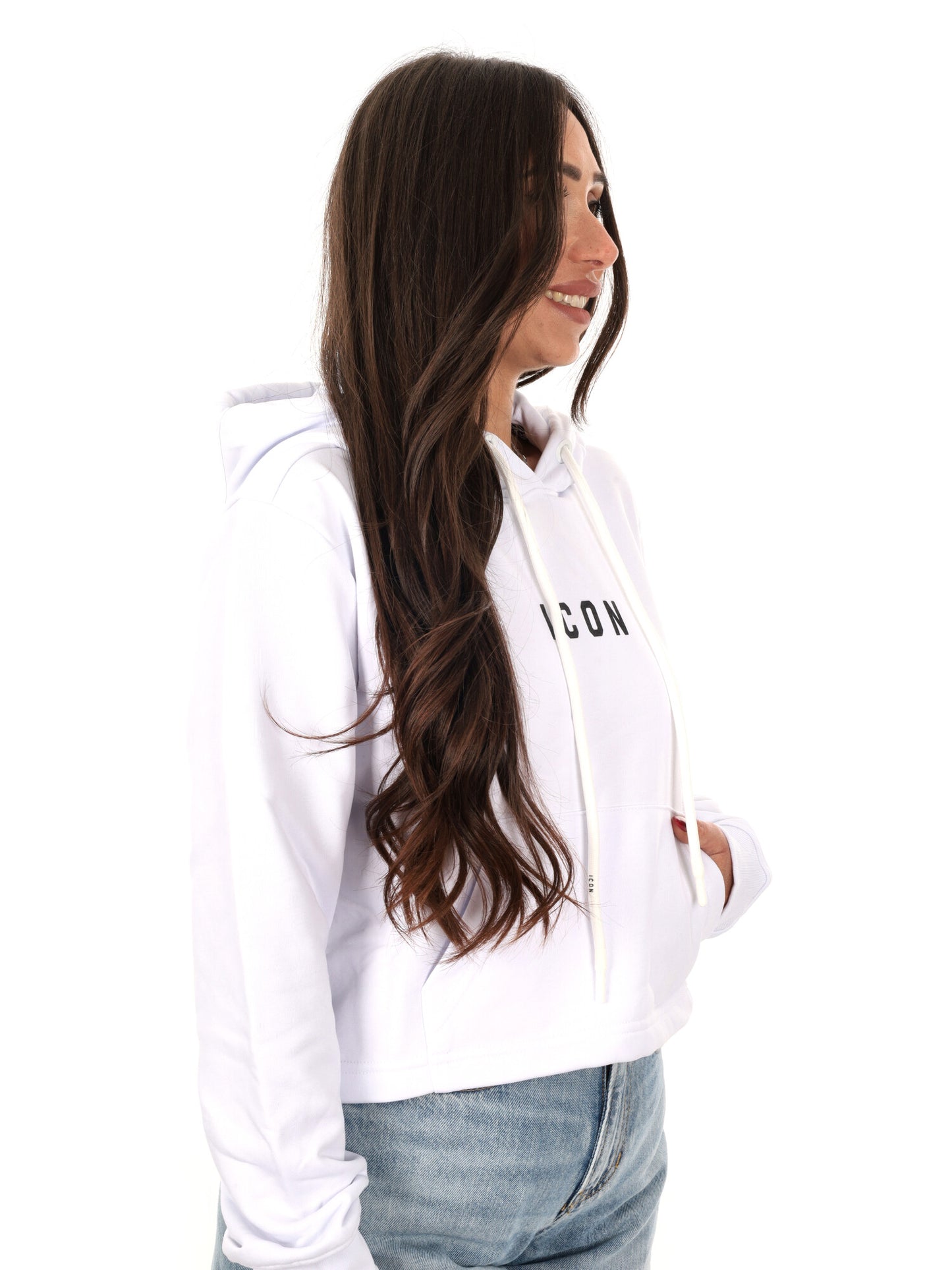 Felpa crop Icon multicolore da donna fresca e di tendenza