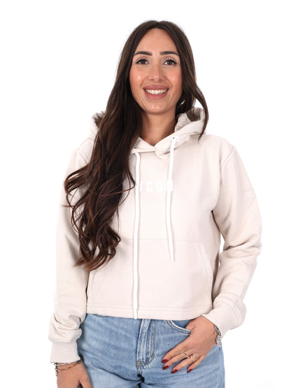 Felpa crop bianca da donna Icon per primavera estate