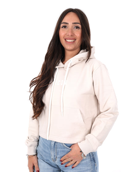 Felpa crop bianca da donna Icon per primavera estate