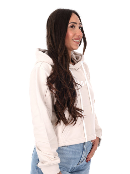 Felpa crop bianca da donna Icon per primavera estate
