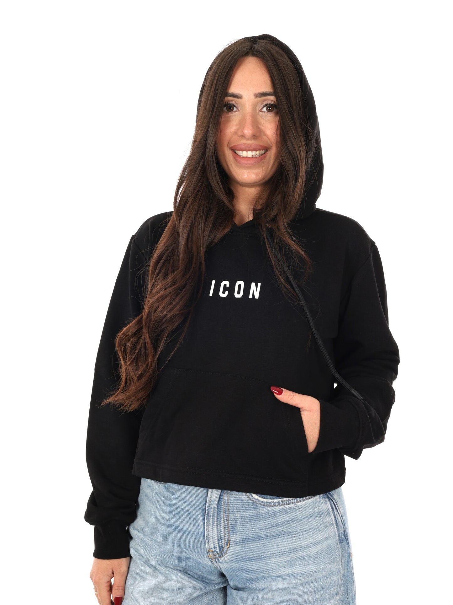 Felpa crop donna Icon multicolore per primavera estate