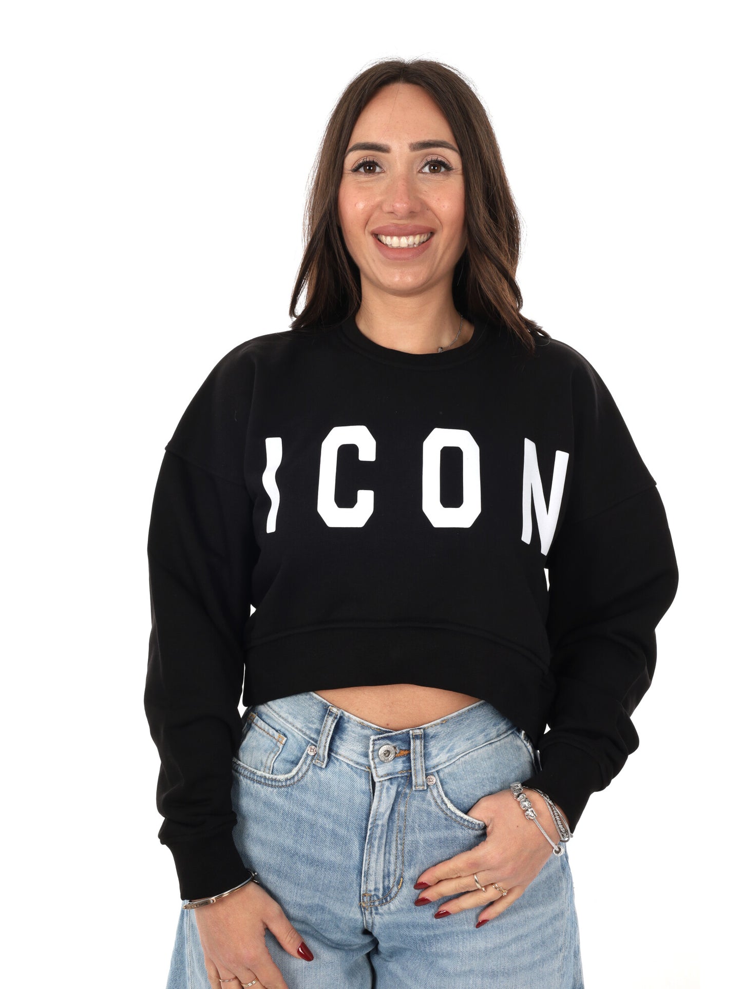 Felpa crop donna Icon multicolore per primavera estate