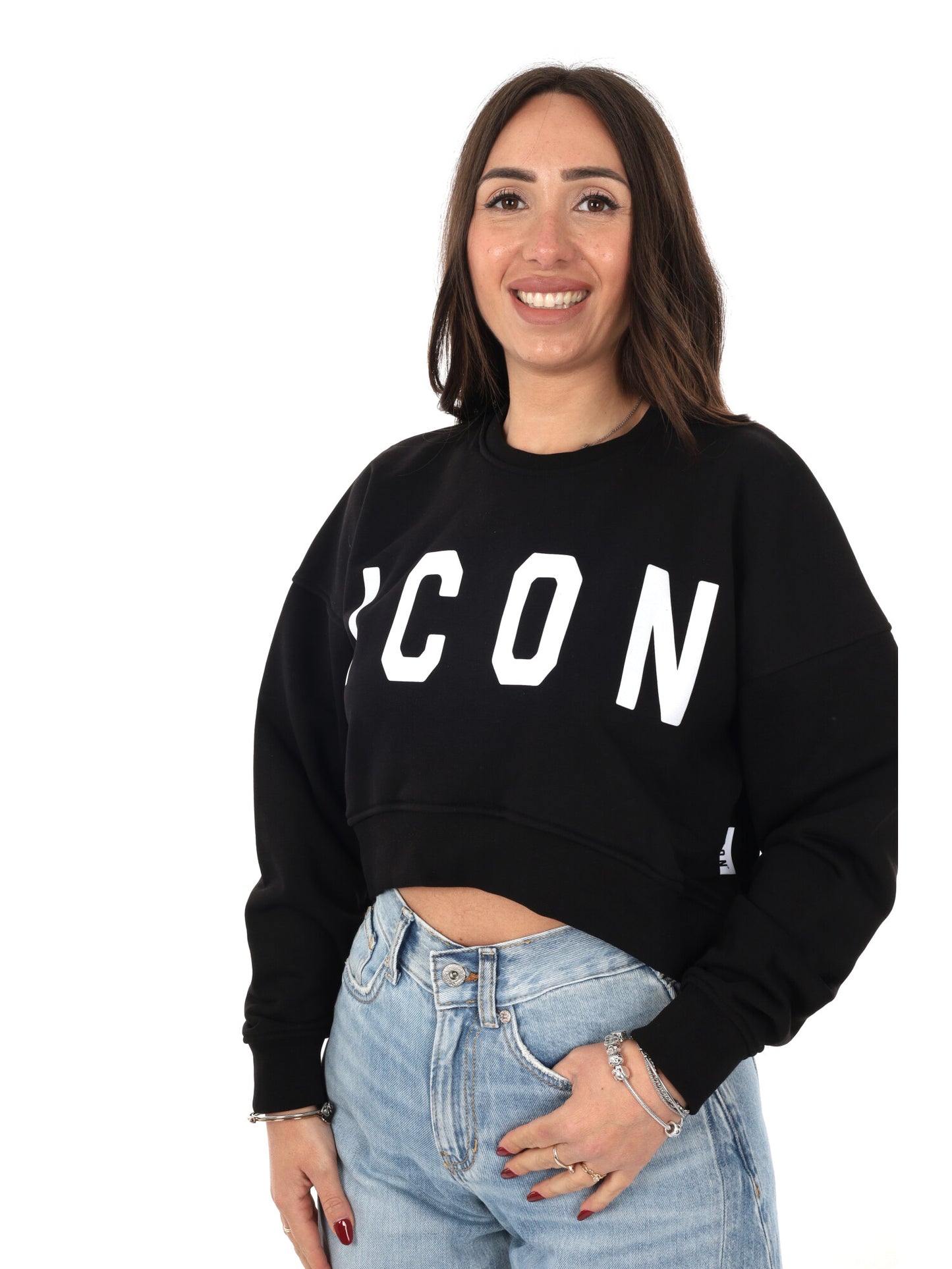 Felpa crop donna Icon multicolore per primavera estate