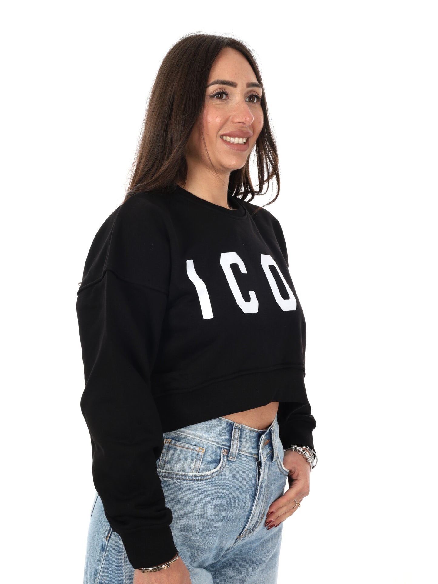 Felpa crop donna Icon multicolore per primavera estate