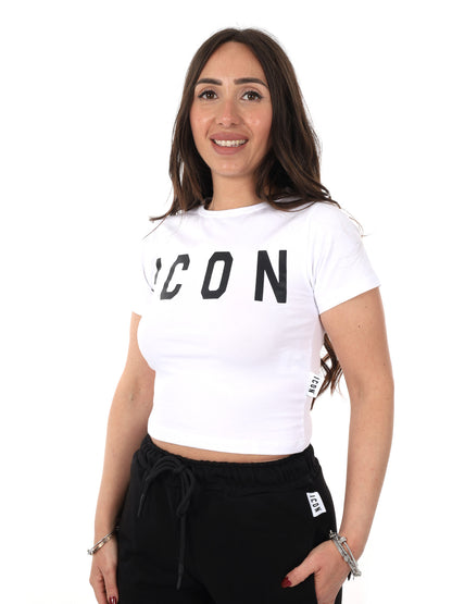 T-shirt crop Icon donna multicolore per la primavera-estate