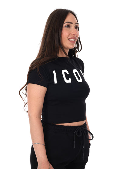 Icon t-shirt crop da donna multicolore per primavera-estate