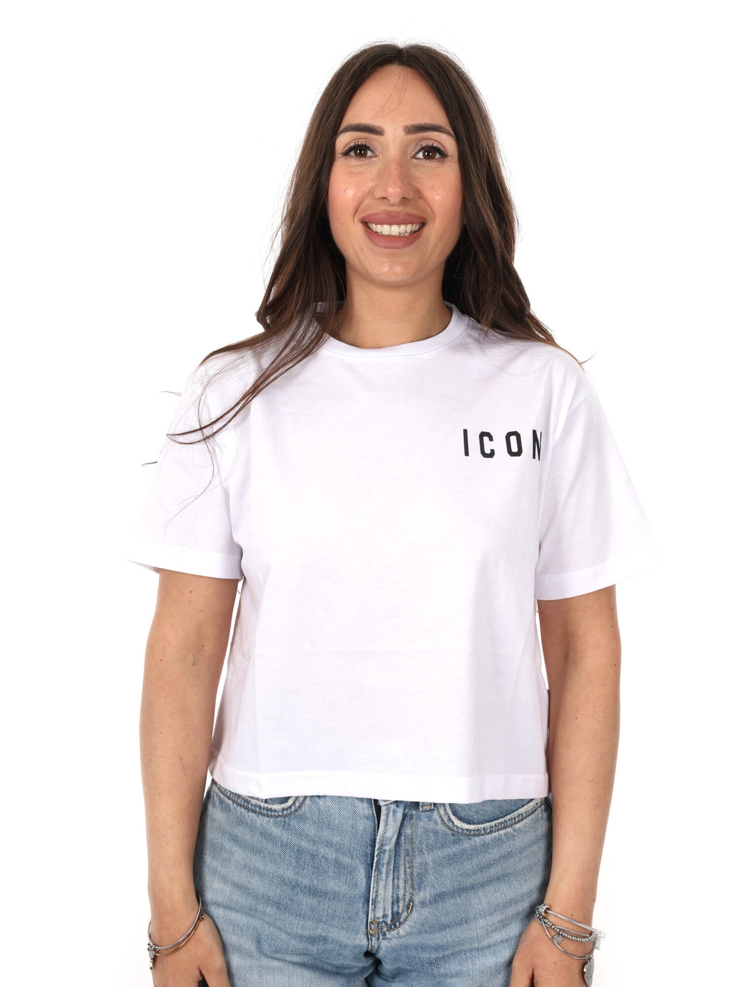 Icon t-shirt crop multicolore da donna